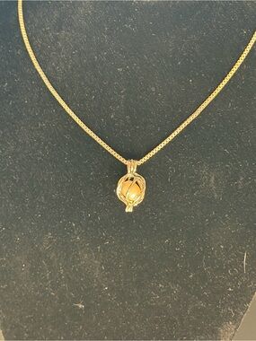 Silver necklace pearl inside